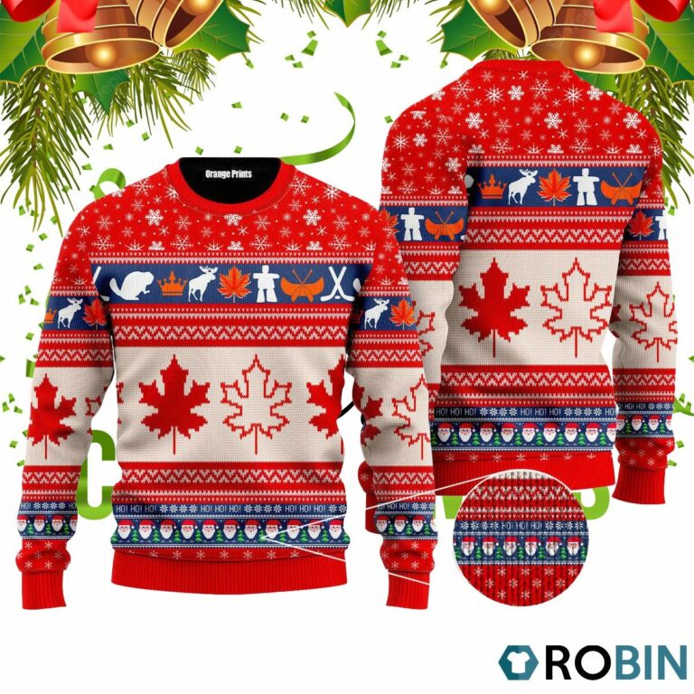 Christmas Canada Maple Leaf 3D Print Ugly Christmas Sweater RB4050