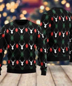 Christmas Deers Argyle All Over Print Ugly Sweatshirt, Sweater