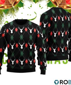 Christmas Deers Argyle 3D Print Ugly Christmas Sweater RB2047