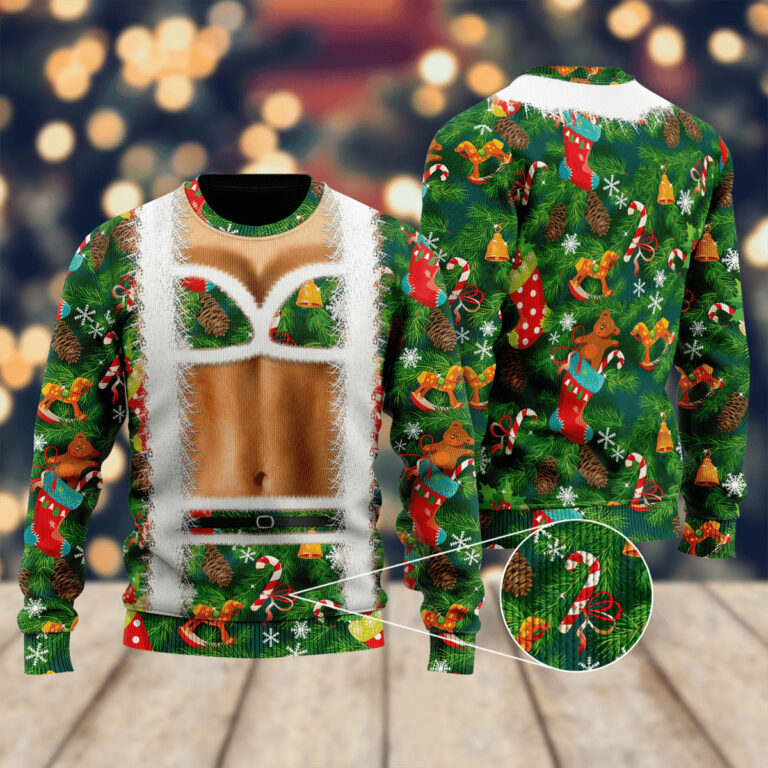 Christmas Funny Faux Bra Suit Christmas Ugly Sweatshirt, Sweater