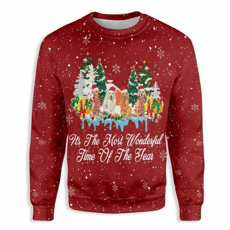 Christmas Golden Retriever ItS The Most Wonderful Time Of The Year Christmas Ugly Sweatshirt, Sweater