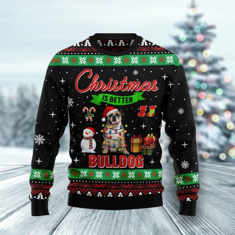 Christmas Is Better With Bulldog All Over Print Ugly Sweatshirt, Sweater