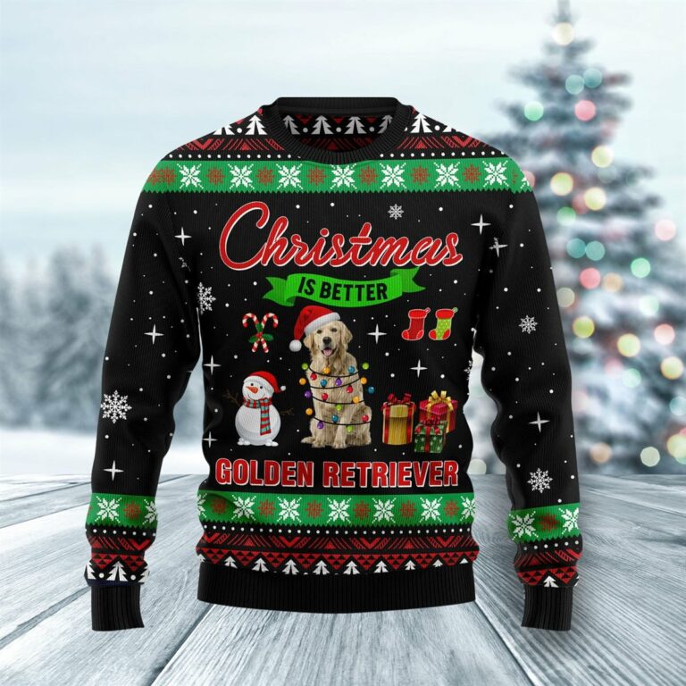 Christmas is better with Golden Retriever Ugly Sweatshirt, Sweater