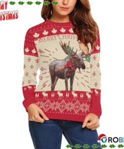 Christmas Moose Canada Sweatshirt Ugly Sweatshirt, Sweater
