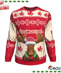 Christmas Moose Canada Ugly Sweatshirt, Sweater