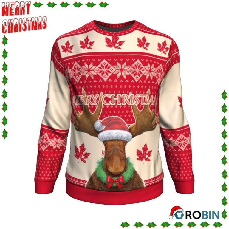 Christmas Moose Canada Ugly Sweatshirt, Sweater