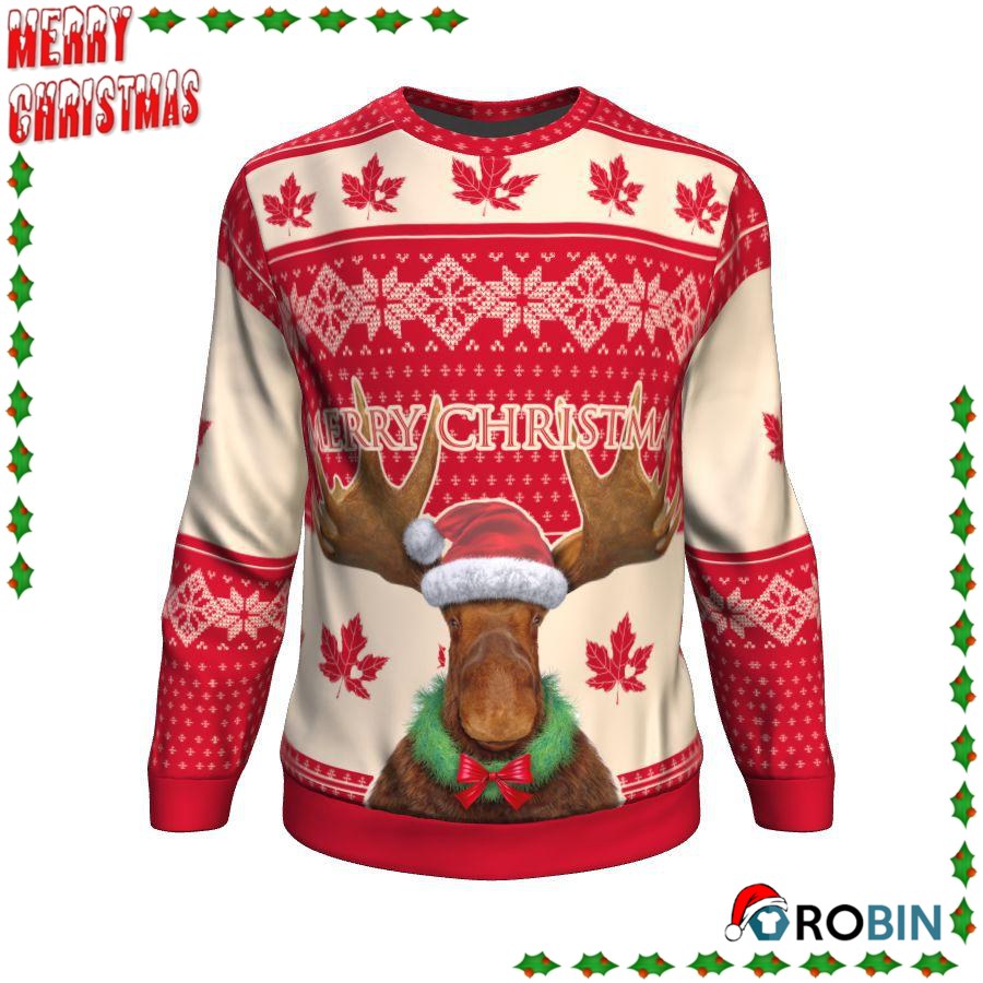 Christmas Moose Canada Ugly Sweatshirt, Sweater