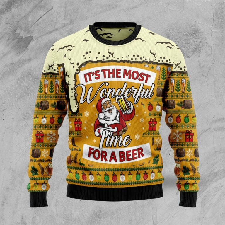 Christmas Most Wonderful Time For Beer Christmas Ugly Sweatshirt, Sweater