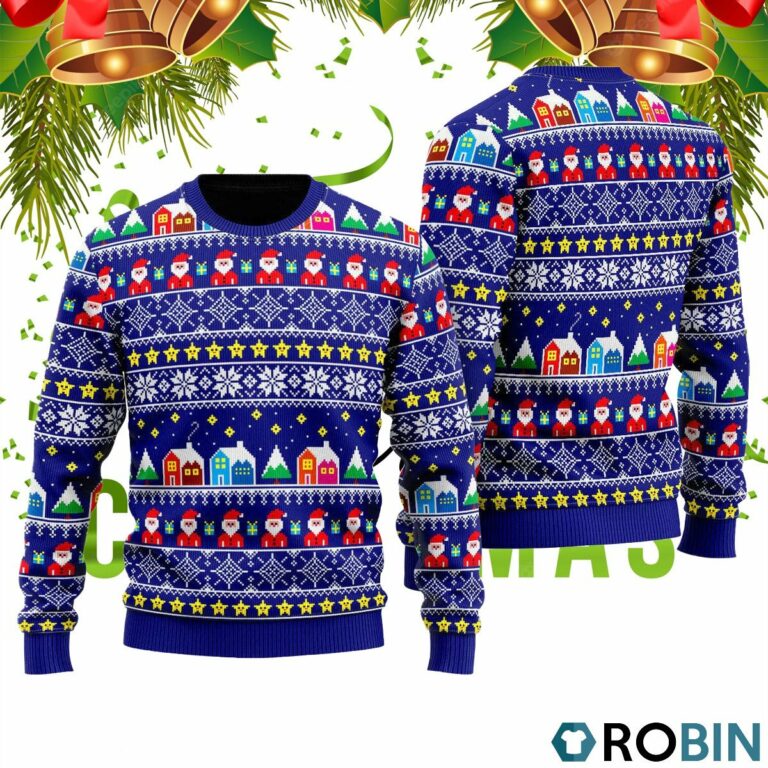 Christmas Santa And Houses Ugly Christmas Sweater RB2052