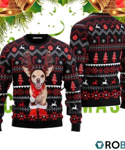 Christmas Santa Reindeer Dog Pattern 3D Print Ugly Christmas Sweater RB2474