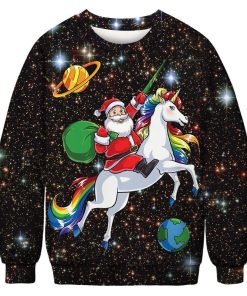 Christmas Santa Riding Unicorn Ugly Christmas Sweater RB2222