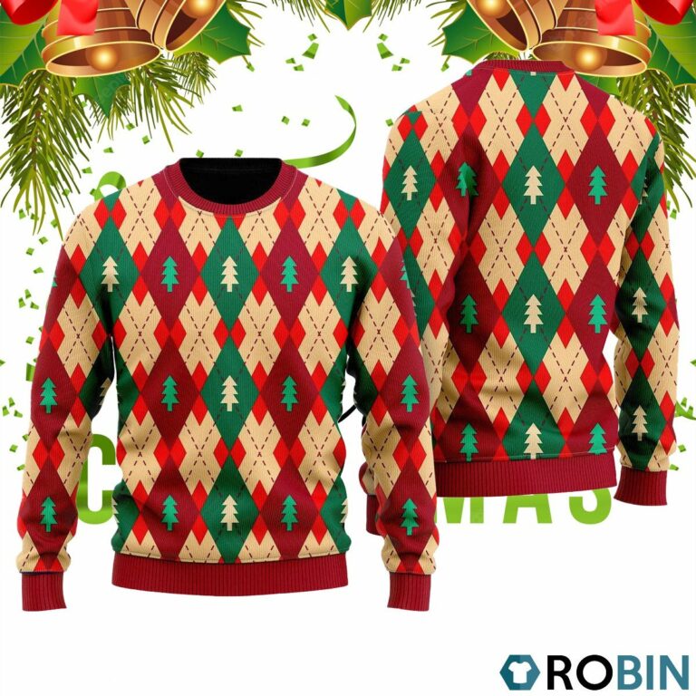 Christmas Tree Love Winter Argyle Ugly Christmas Sweater RB2007