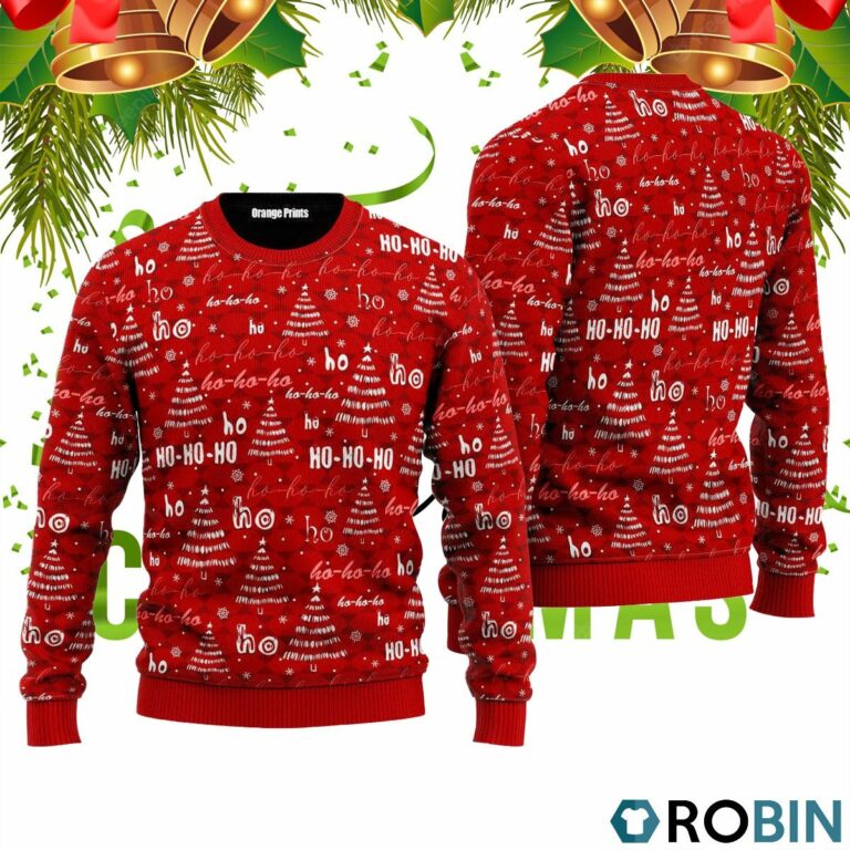 Christmas Tree Snowflakes Red Pattern Ugly Christmas Sweater RB2405
