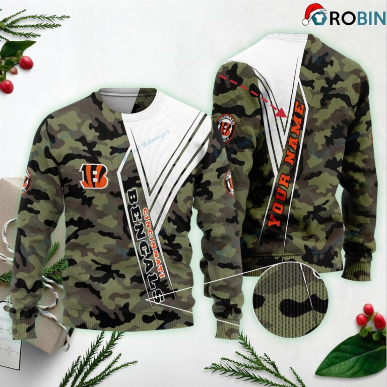 Cincinnati Bengals Camouflage Ugly Christmas Sweater, Sweatshirt BG15