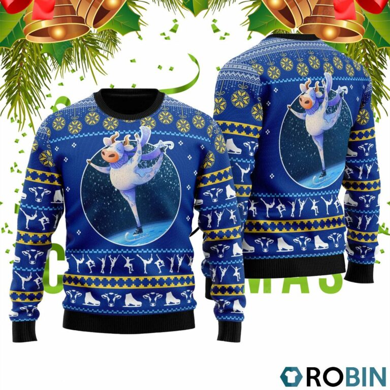 Cows Ice Skating Ugly Christmas Sweater RB4520