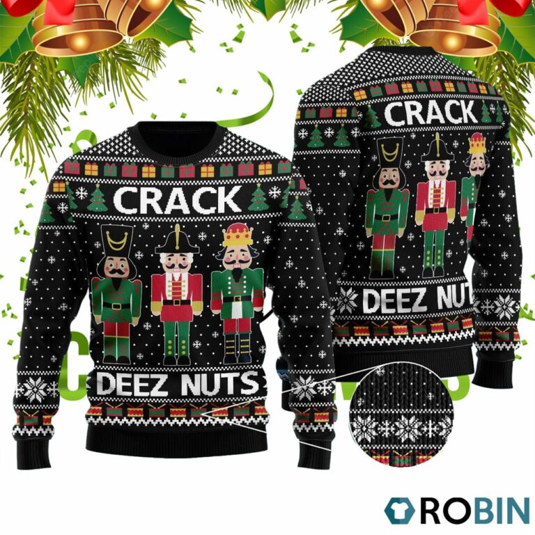 Crack Deez Nuts Nutcracker 3D Print Ugly Christmas Sweater RB5379