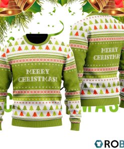 Crazy Green Christmas Pattern 3D Print Ugly Christmas Sweater RB2094