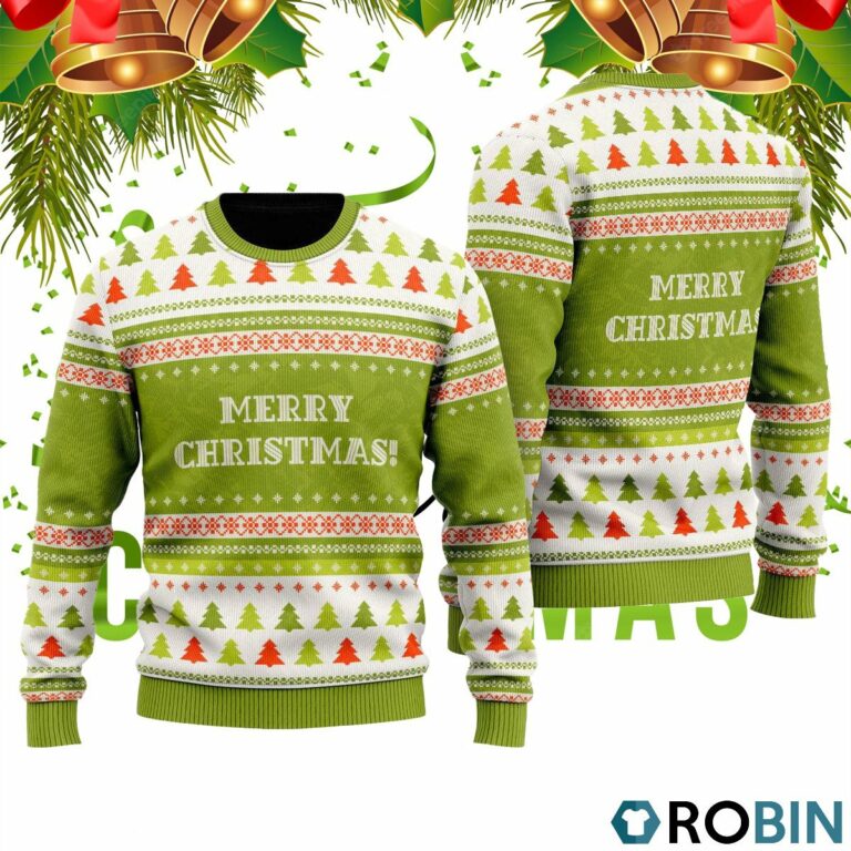 Crazy Green Christmas Pattern 3D Print Ugly Christmas Sweater RB2094