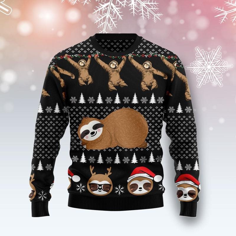 Crazy Sloth All Over Print Ugly Sweatshirt, Sweater