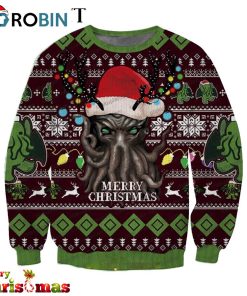 Cthulhu Merry Christmas Version Printed Unisex Sweater – Best Xmas Gift
