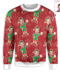 Custom Face Christmas Elf Ugly Christmas Sweatshirt – Sweater