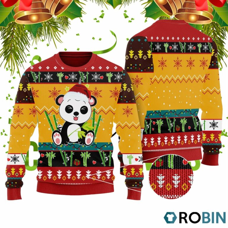 Cute Panda In Bamboo Forest 3D Print Ugly Christmas Sweater RB4444