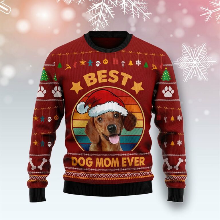 Dachshund Best Dog Mom Christmas Ugly Sweatshirt, Sweater