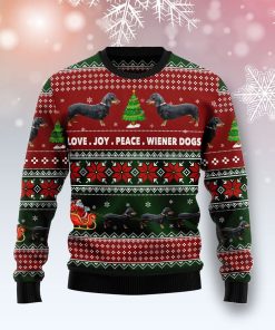 Dachshund Love Joy Peace All Over Print Ugly Sweatshirt, Sweater