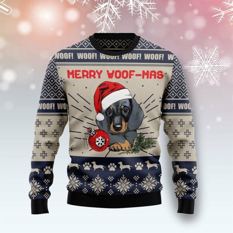 Dachshund Merry Woofmas Christmas Ugly Sweatshirt, Sweater