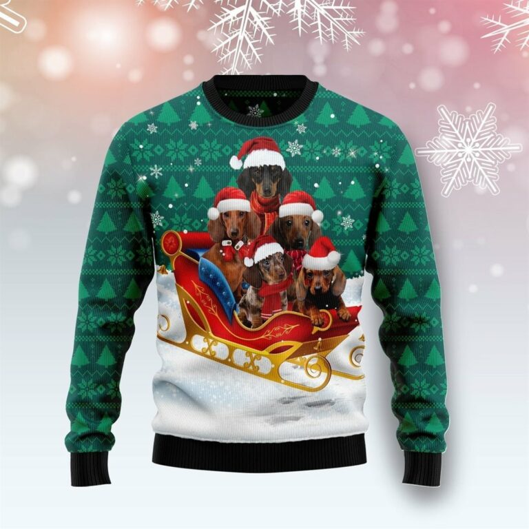 Dachshund Snow Christmas Ugly Sweatshirt, Sweater