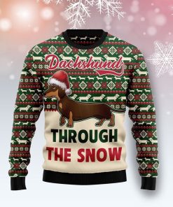 dachshund through the snow all over print ugly sweatshirt sweater 1 pancay