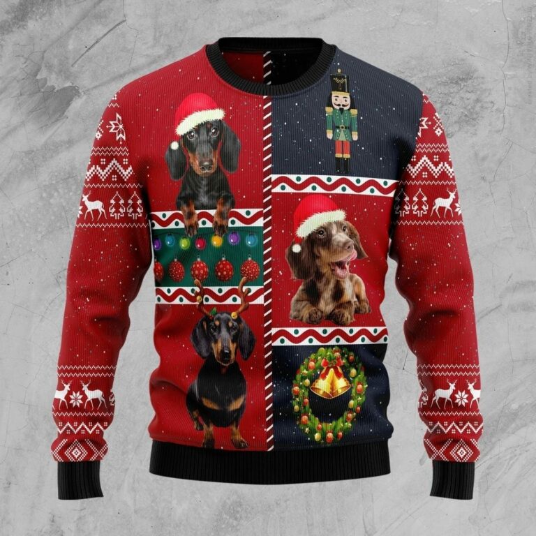 Dachshund Vintage All Over Print Ugly Sweatshirt, Sweater