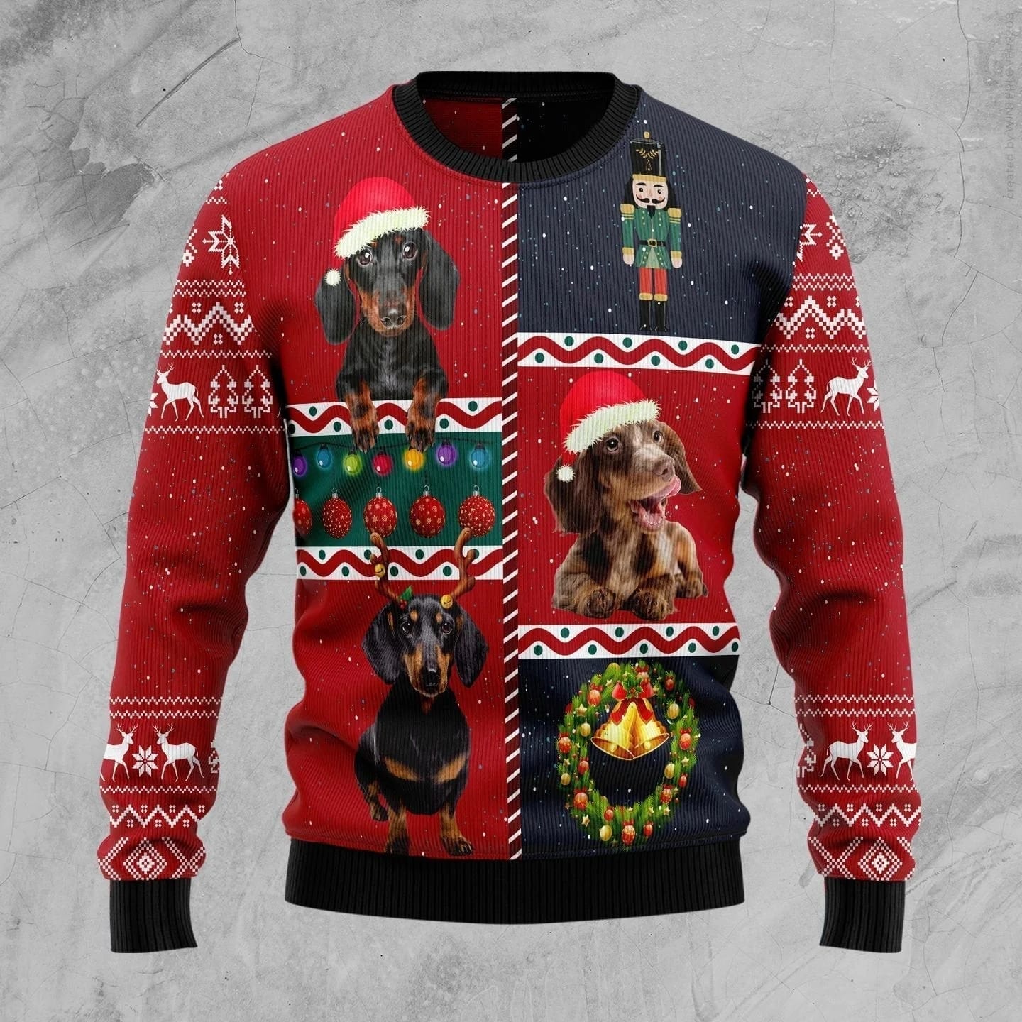 Dachshund Vintage All Over Print Ugly Sweatshirt, Sweater