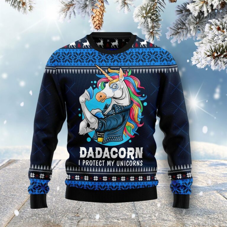 Dadacorn Protector Of My Unicorns All Over Print Ugly Sweatshirt, Sweater