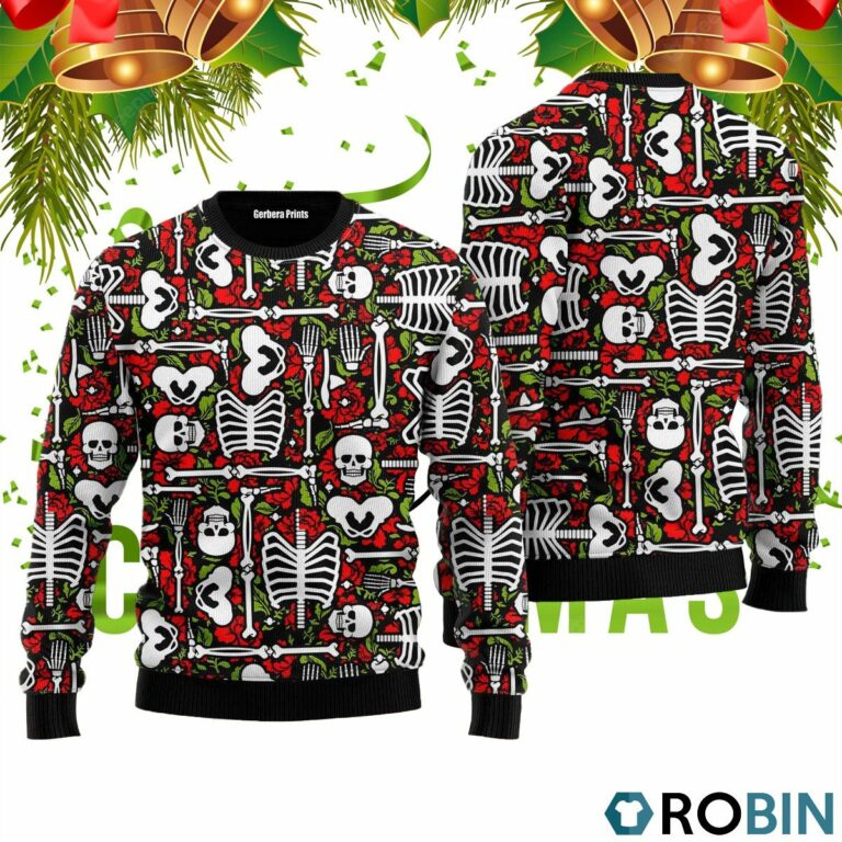 Day Of The Dead Dancing Skeleton Pattern 3D Print Ugly Christmas Sweater RB2200