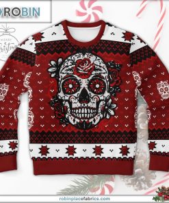 day of the dead red ugly christmas sweater 131 UWJYG