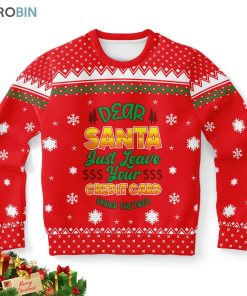 dear santa just leave your credit card under the tree ugly christmas sweatshirt sweater 1 v5gp5o