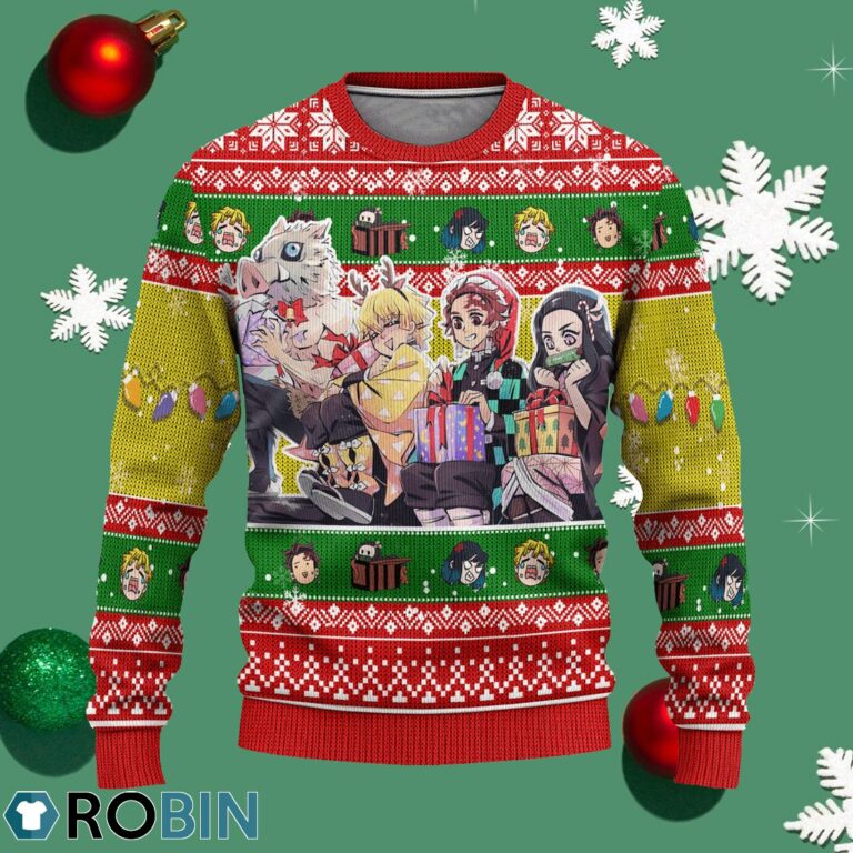 Demon Slayer Anime Ugly Christmas Sweater Characters Xmas Gift