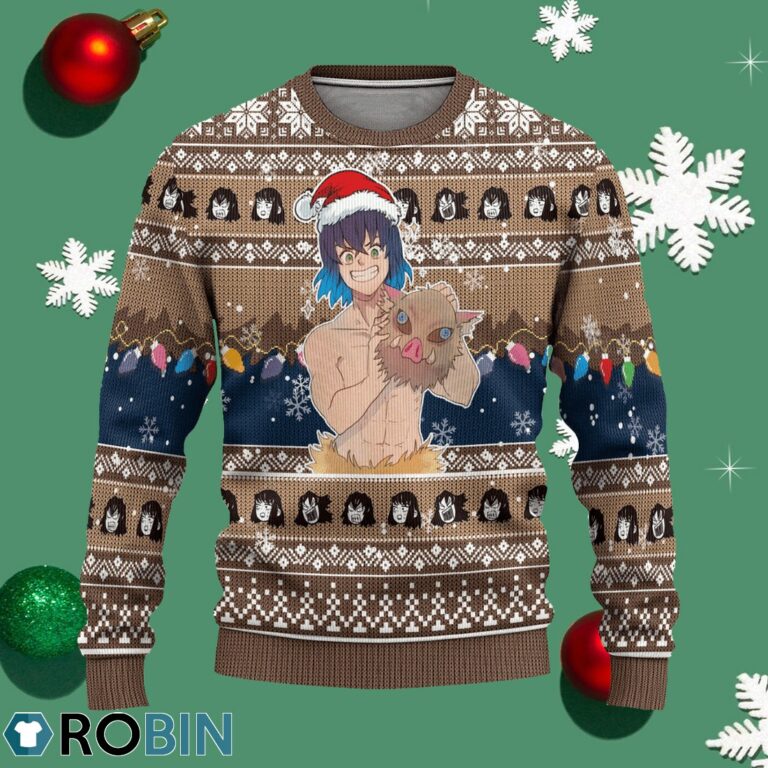 Demon Slayer Inosuke Hashibira Anime Ugly Christmas Sweater Xmas Gift