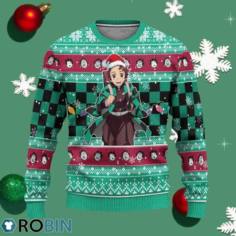 Demon Slayer Tanjiro Kamado Anime Ugly Christmas Sweater Xmas Gift
