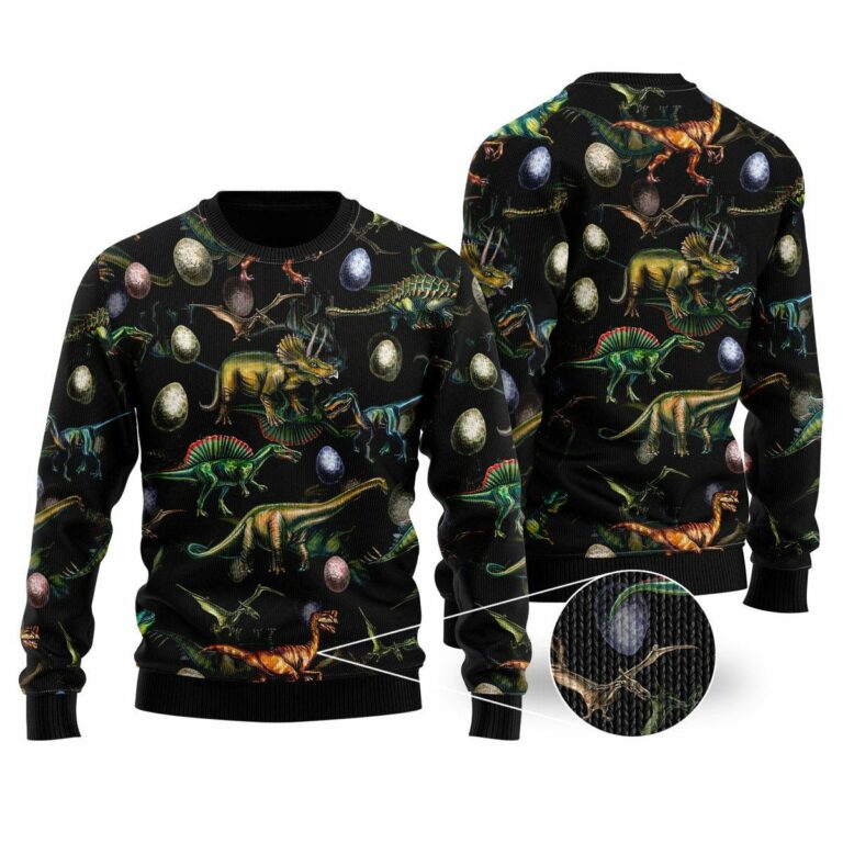 Dinosaurs Christmas Party All Over Print Ugly Sweatshirt, Sweater