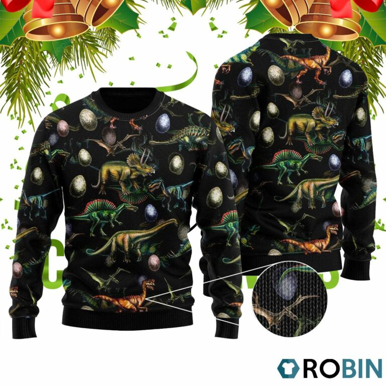 Dinosaurs Christmas Party 3D Print Ugly Christmas Sweater RB2049
