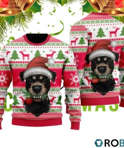Dog Santas Hat Holiday Time Pattern 3D Print Ugly Christmas Sweater RB2440