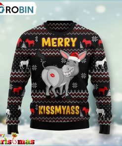 Donkeys Merry Kissmyass Ugly Christmas Sweater