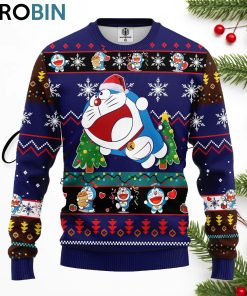 doreamon anime ugly christmas sweater blue 1 h5uzyl