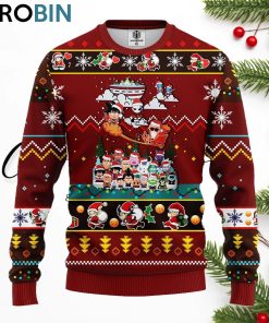 dragon ball anime ugly christmas sweater red brown 1 a0wnqd