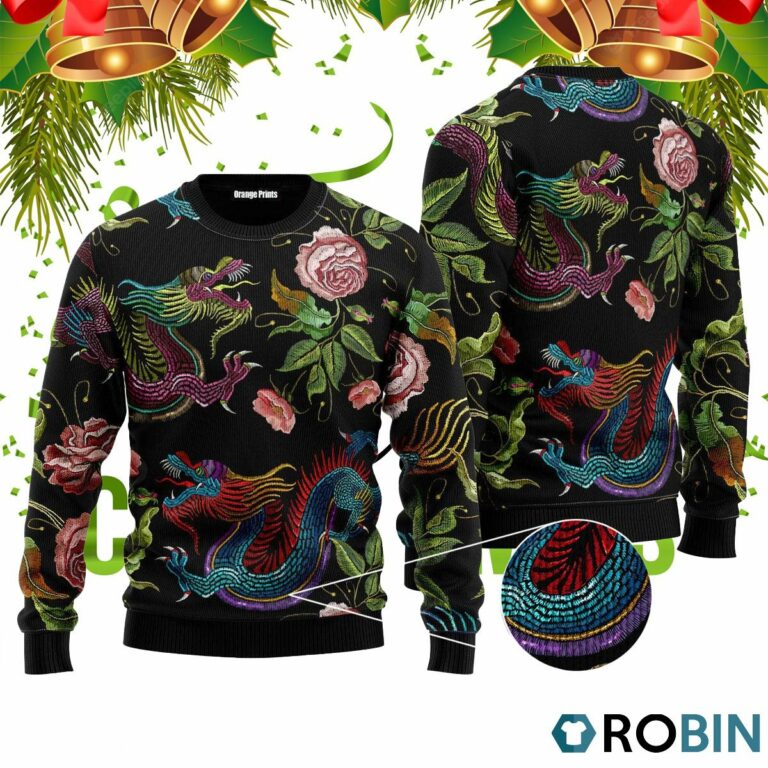 Dragons Flower Ugly Christmas Sweater RB4085
