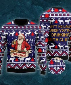 Drinking With Claus All Over Print Ugly Sweatshirt, Sweater
