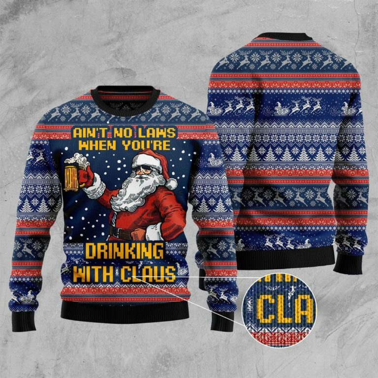 Drinking With Claus 3D Print Ugly Christmas Sweater RB4289
