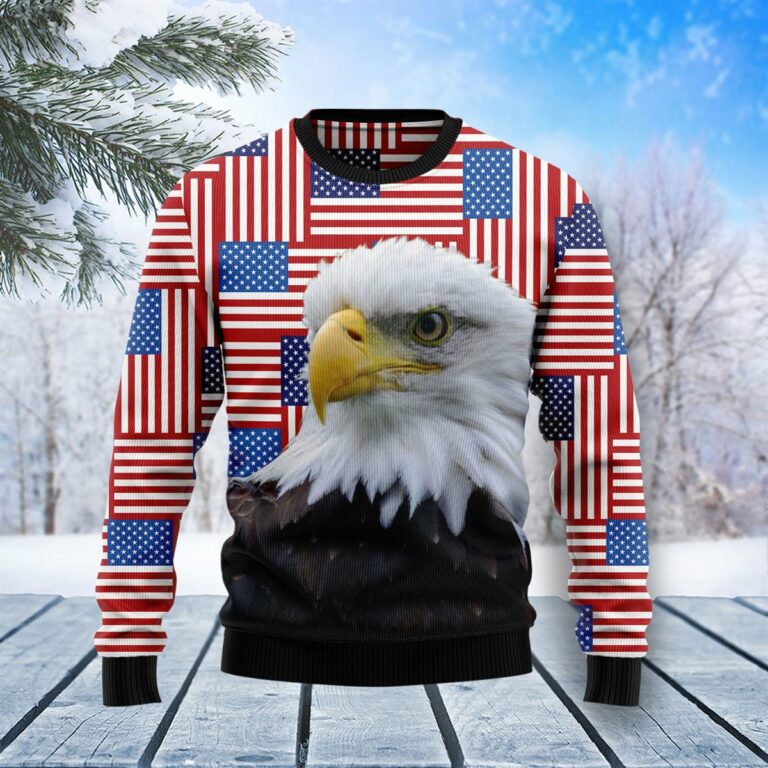 Eagle USA Flag Christmas Ugly Sweatshirt, Sweater
